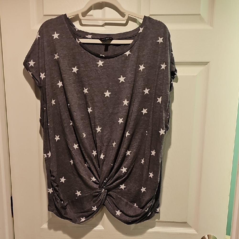 Lucky Brand Gray Tie Front Short Sleeve Tee